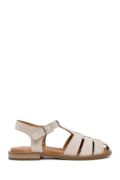 Derimod Women's Mink Ankle Buckle Suede Leather Sandals 25Sfd 201210