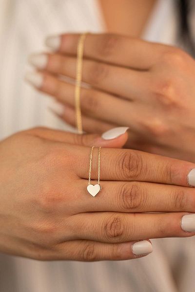 pullmarkt Gold Color Stoneless Heart Necklace