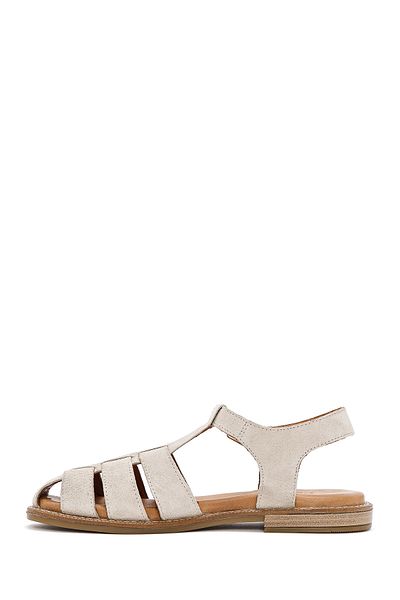 Derimod Women's Mink Ankle Buckle Suede Leather Sandals 25Sfd 201210