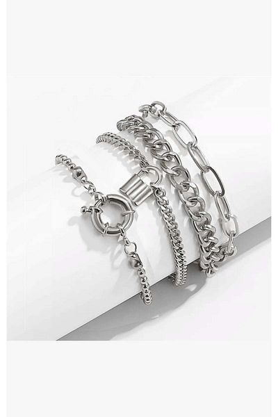 pullmarkt Boho Thick Silver Color Combination Bracelet