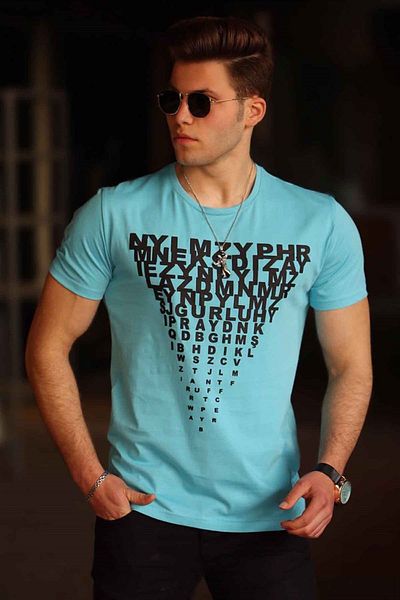 Madmext Türkises T-Shirt mit Aufdruck für Herren 4471