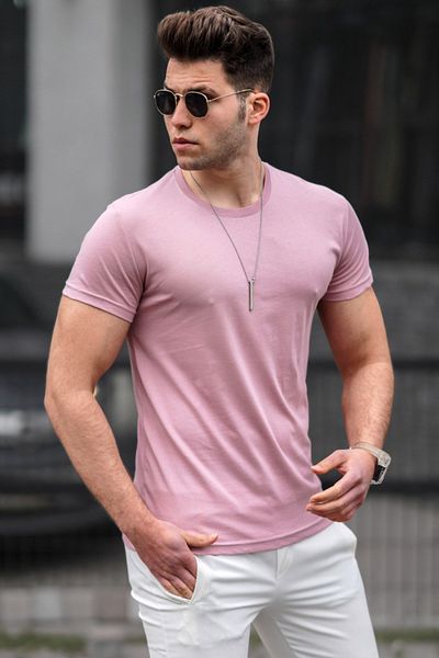 Madmext T-Shirt Crew Neck Basic Pink 3006