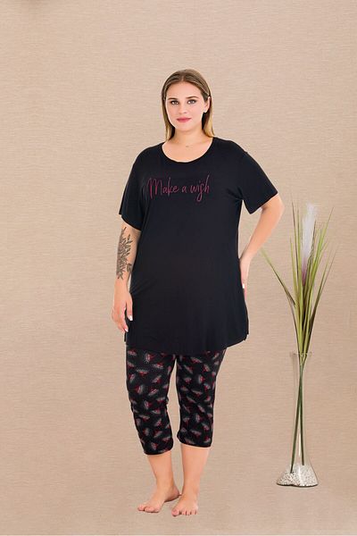 Lady Lingerie Set de pijamale pentru femei cu mâneci scurte și jambiere Capri