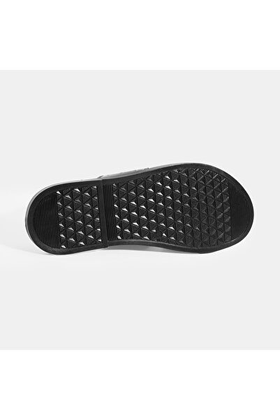 Desa Men's Black Crocodile Patterned Leather Slippers