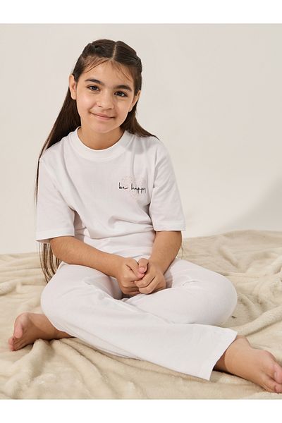 Styli Typography Print T-Shirt and Drawstring Pyjama Set