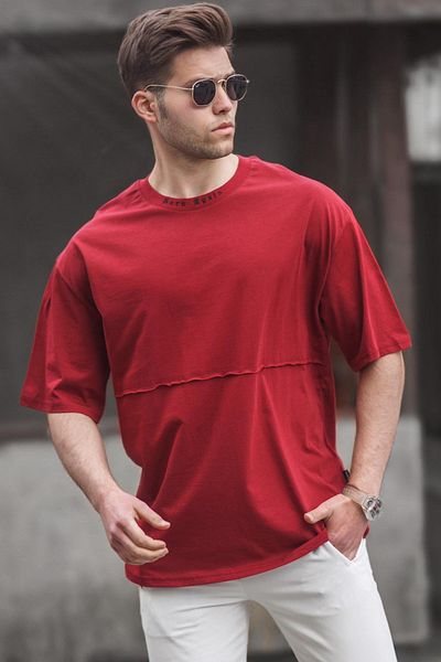 Madmext Claret Red Oversize Ανδρικό μπλουζάκι με στάμπα 5250