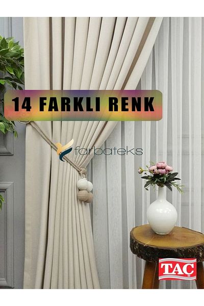 farbateks Ecru Linen Background Curtain 1E3 Draped Pleated Background Curtain