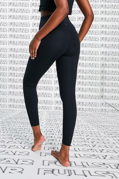 Nike Yoga 7/8 High Rise Gold Metallic Black Smoothing High Waisted Tights Black