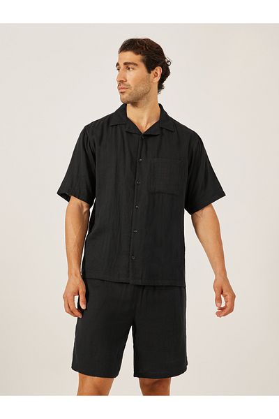 Styli Solid Short Sleeve Relaxed Fit Shirt and Shorts Co-Ords