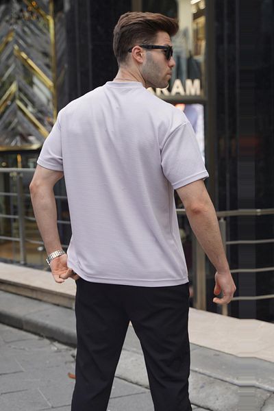Madmext Βαμμένο γκρι ανδρικό μπλουζάκι Oversize Basic 6127