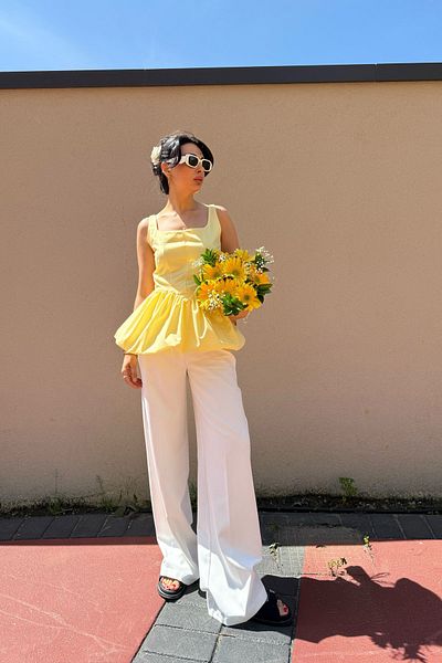Seda Yalçın Atelier Yellow Strappy Balloon Blouse