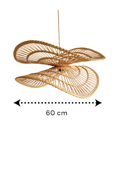 VORSİ AKSESUAR Doğal Rattan Sarkıt Avize,Salon Avize,Oturma Odası avize 40 cm çap avize