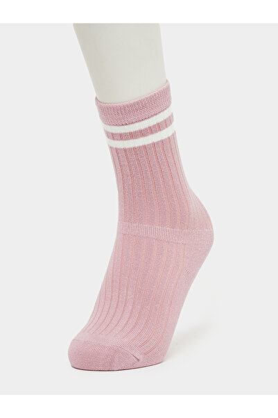 Styli Ribbed Crew Socks with Contrast Stripe Detail