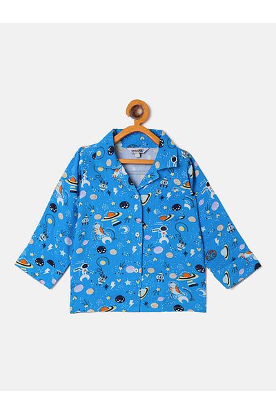 Stylo Bug By Styli Space Printed Shirt and Pyjama Set