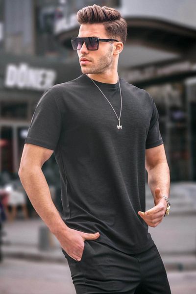 Madmext Μαύρο Ανδρικό T-Shirt Regular Fit Basic 6069