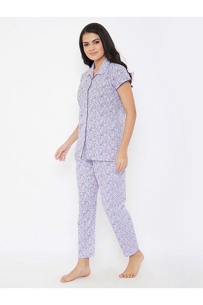 Clovia By Styli Women's Cotton Button Down Shirt & Multicolor Pyjama Sets