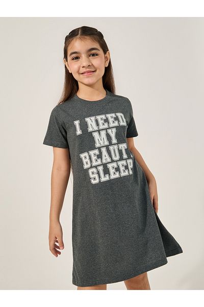 Styli Slogan Print Short Sleeve Nightdress