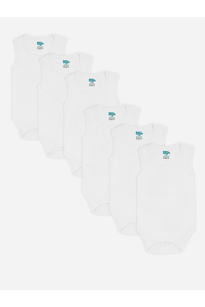 Babies Basic By Styli Pack of 6 - Solid Combed Cotton Sleeveless Bodysuit