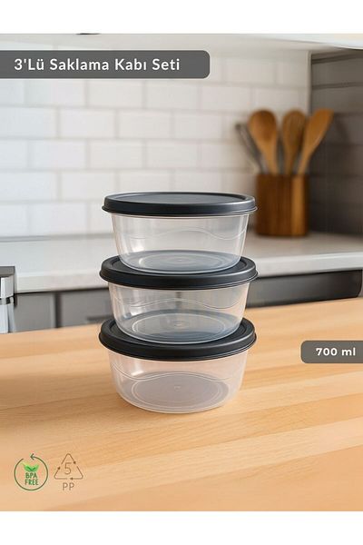 Jet's Home Round 3-Piece Storage Container Bpa Free Suitable Nutrition Container for Deep Freezer 700 ml