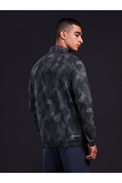 Technosport By Styli Men Printed Mock Neck Slim Fit Jacket with TS FLEXI