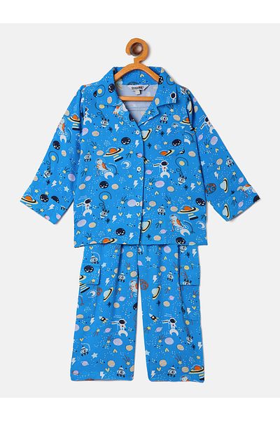 Stylo Bug By Styli Space Printed Shirt and Pyjama Set