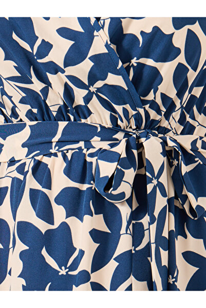 Styli Plus Size Printed Frill Sleeve Midi Dress