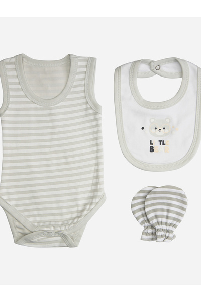 Babies Basic By Styli Pack of 7 - Cotton Bodysuit, Top, Pants, Bib, Socks, Mitten and Cap