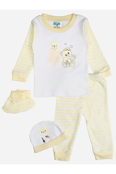 Babies Basic By Styli مجموعة من 7 قطع - بدلة قطنية، بلوزة، بنطال، صدرية، جوارب، قفاز وقبعة