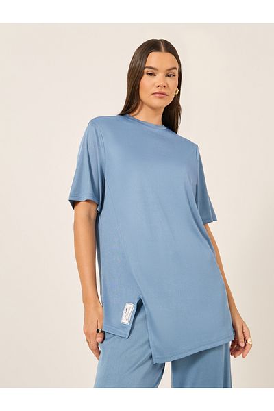 Styli Solid Oversized Top and Wide Leg Joggers Co-Ords
