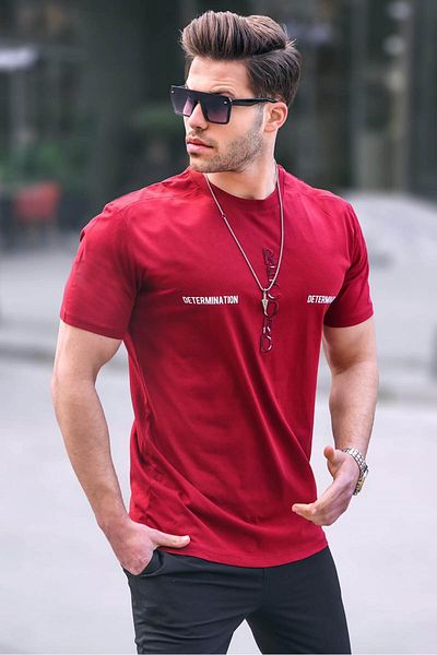 Madmext Ανδρικό εμπριμέ Claret Red T-shirt 5395