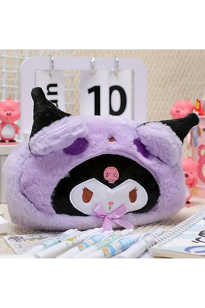 So Iconic Plush Purple Pencil Case with Kuromi Character