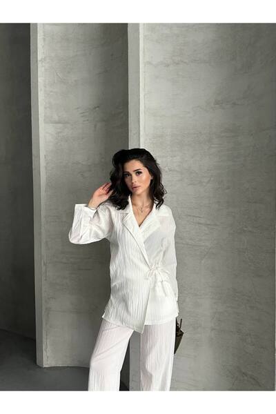 ZF BUTİK Doppelter Leinenanzug mit seitlicher Bindung