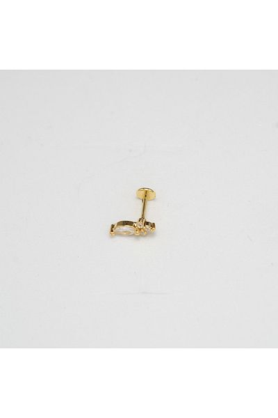 Piercing by Sever Stone Model Steel Piercing Gold/Gold Color and Transparent Stone (Targus Helix Conch Flat)