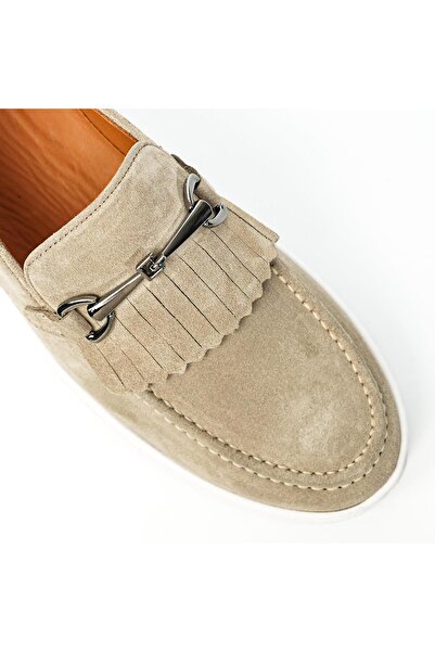 TETRİ Hector Model Hakiki Deri El Yapımı Erkek Bej Loafer Ayakkabı