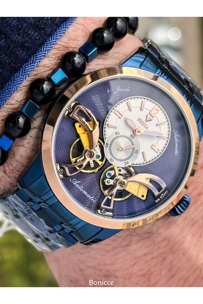 Fiesta Navy-Navy Auto(Without Battery),Cord Case Steel,Vip Custom Series Men Wristwatch with Bracelet Gift