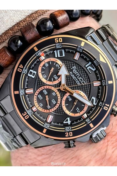 Ferrucci Smoked Color, Functions Active, Steel Cord, Vip Series Men's Wristwatch Bracelet Gift