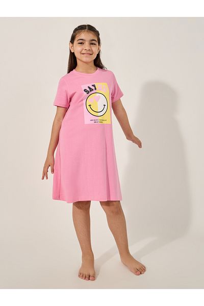 Styli Graphic Print Short Sleeve Nightdress