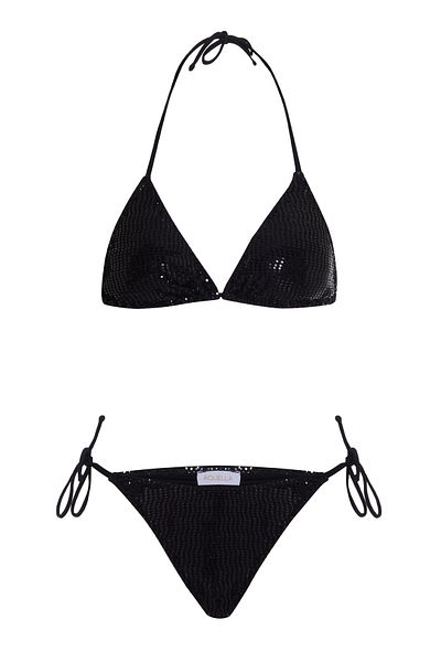 AQUELLA Textured Black Triangle Bikini Set
