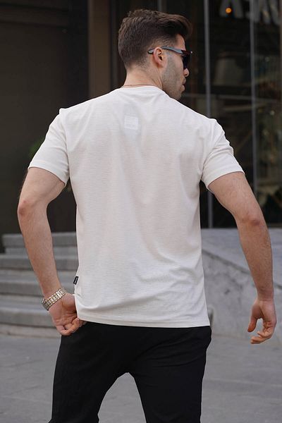 Madmext Tricou Ecru Regular Fit Basic pentru bărbați 6069