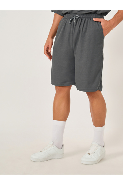 Styli Solid Textured Knit Oversized Streetwear T-Shirt and Shorts Set