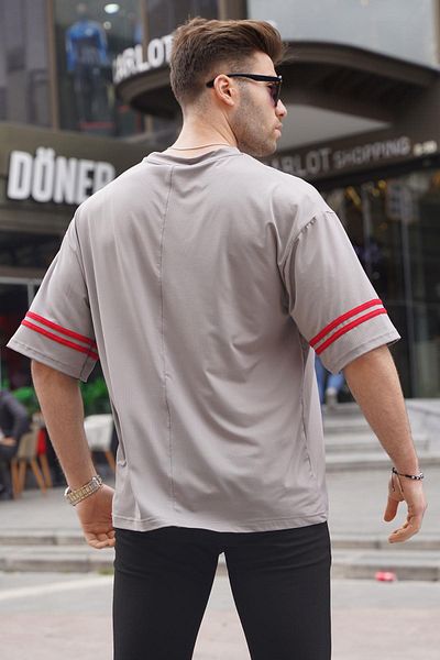 Madmext Ανδρικό μπλουζάκι Oversize σε γκρι στάμπα 6129