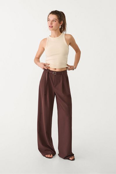 Stradivarius Smart wide-leg trousers with buckle detail