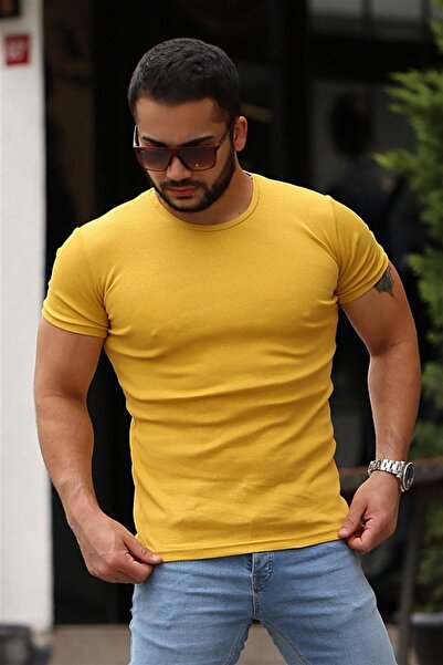 Madmext Μπλουζάκι Crew Neck Yellow Basic 4077