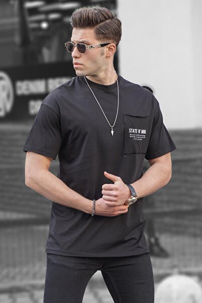 Madmext Ανδρικό μπλουζάκι Oversize μαύρο με στάμπα