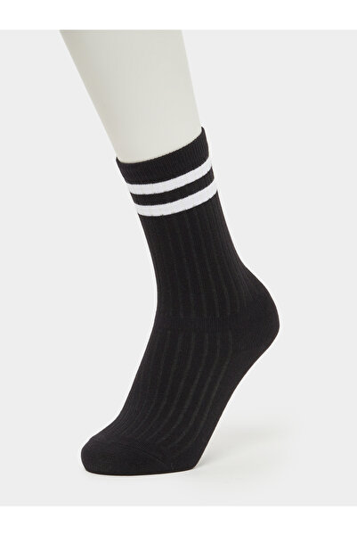 Styli Ribbed Crew Socks with Contrast Stripe Detail