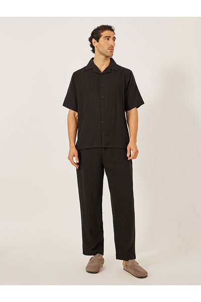 Styli Solid Resort Collar Relaxed Fit Shirt and Trousers Co-Ords