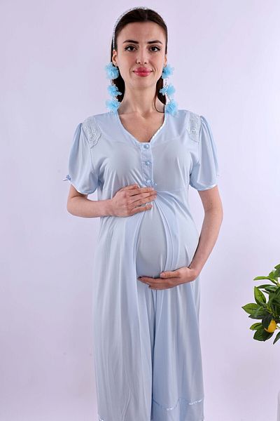 ByLohusa Cămașă de noapte pentru postpartum pentru gravidă Effortt albastră