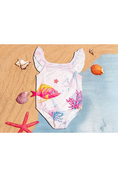 Little Pumpkin Fish Swimsuit with Tail Detail (Slim Fit)