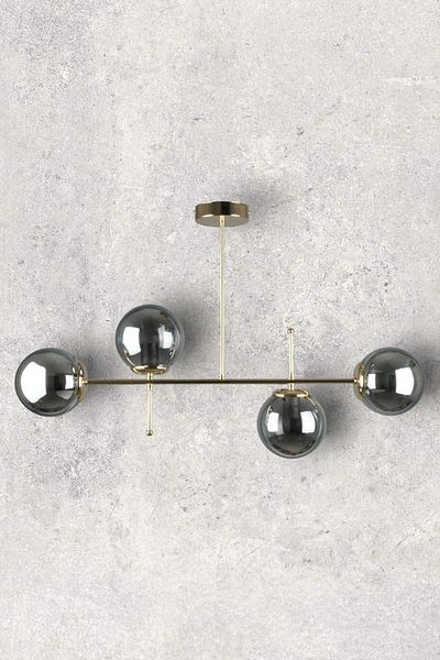 Fer Avize Cello Modern Luxury Design Gold Color Smoked Glass Ceiling Dining Table Top - Living Room 4-Piece Chandelier