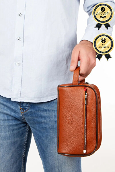 CERFF LEATHER CLUP Suni Deri Erkek Traş Çantası, Günlük Kozmetik Çantası Traşlık